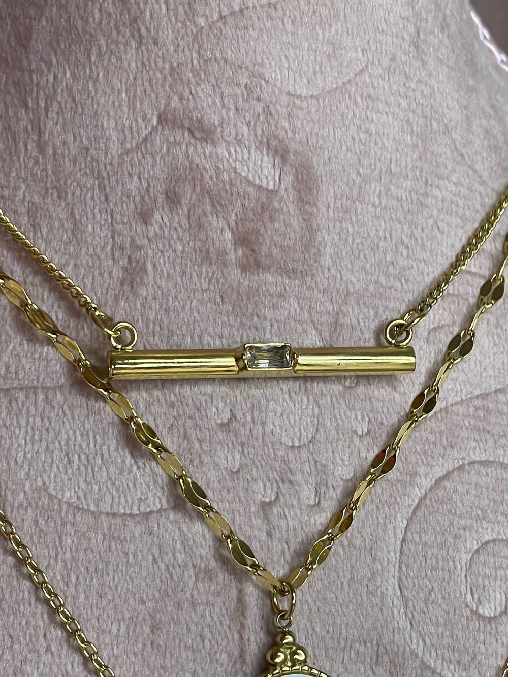 Plunder Gold-Tone Layered Bar Necklace with Crystal Accent